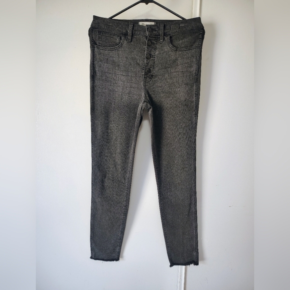 Madewell 10" high rise skinny jeans exposed button fly frayed Hem grey sz 27. - Picture 17 of 17